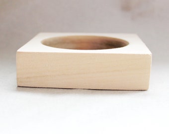 25 mm Wooden square bangle unfinished - natural eco friendly - Linden tree