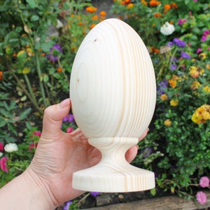 Big Wooden egg 200 mm 7.9 inches unfinished natural eco friendly made of spruce wood image 1