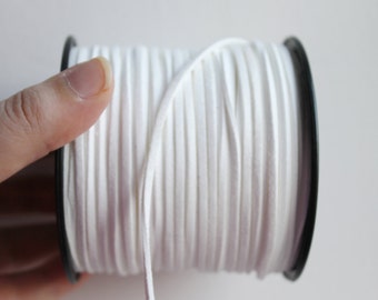 White  Suede cord - high quality soft faux cord 2 m - 2,18  yards or 6,5 feet