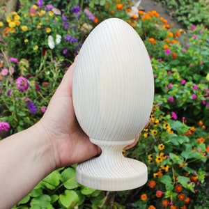 Big Wooden egg 200 mm 7.9 inches unfinished natural eco friendly made of spruce wood image 3