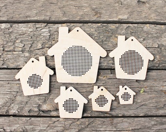 House Cross stitch pendant blanks - blanks Wood Needlecraft Pendant - different sizes