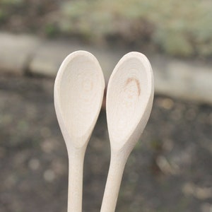 Set of 2 handmade wooden spoons 6.3 inches natural eco friendly made of beech wood image 5