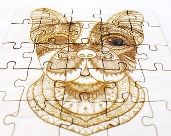 Wooden puzzle - French Bulldog  - laser cut puzzle blank 7.9 inch - Wooden Puzzle - engraving puzzle - made of plywood