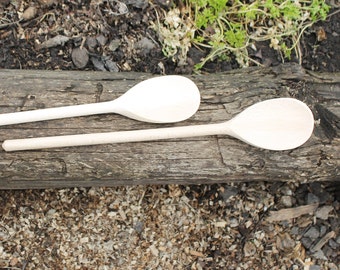 Set of 2 handmade wooden spoons - 13.4 inches - natural eco friendly - made of beech wood