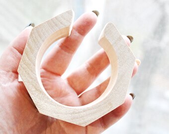 35 mm Wooden bracelet unfinished round octahedral with a cut - natural eco friendly OKT35