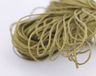 Olive color Wax Cotton Cord 1 mm 10 meters - 10,9 yards or 32,8 feet