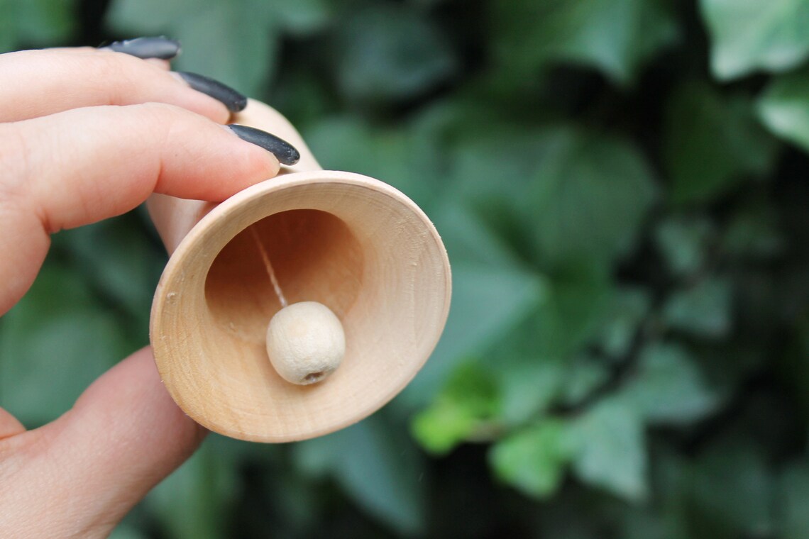 Wooden Bell 65 Mm Unfinished Wooden Bell With Bead Tongue Etsy