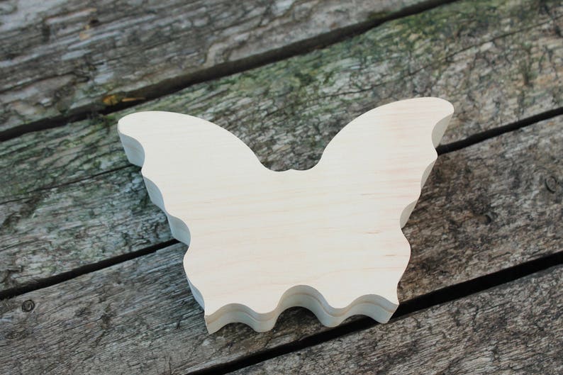 Hinged Butterfly-box unfinished wooden natural, eco friendly wedding box engaged butterfly-box image 4