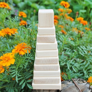 Wooden Pyramid Puzzle 8.7 inches- unfinished wood - made of beech wood - 10 elements