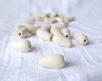 16 mm natural wooden drop beads 50 pcs - eco friendly