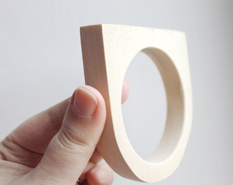 15 mm Wooden bangle unfinished round with two corners - natural eco friendly GE15