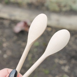 Set of 2 handmade wooden spoons 6.3 inches natural eco friendly made of beech wood image 6