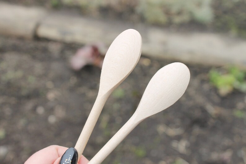 Set of 2 handmade wooden spoons 6.3 inches natural eco friendly made of beech wood image 6