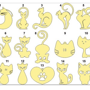 Wooden cats pendant/earrings base for jewelry making - unfinished jewel base, jewel supply, wooden pendant - Set of 2