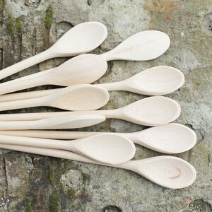 Set of 2 handmade wooden spoons 6.3 inches natural eco friendly made of beech wood image 3