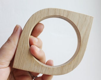 15 mm Bracelet made of OAK wood - 15 mm Wooden bracelet unfinished eye shape - natural eco friendly