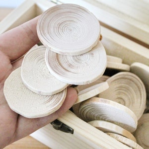 Set of 5 Unfinished wooden slices 35-40 mm 1.4-1.6 inches wooden slice natural eco friendly made of spruce wood image 3
