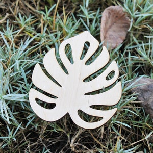 Monstera leaf laser cut unfinished coasters 3.6 inches - set of 6 - made of high quality plywood - Leaf table decor, Modern coasters