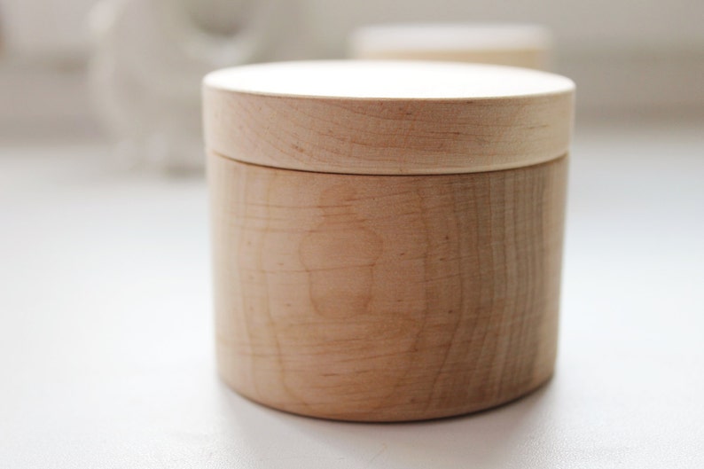 Round unfinished wooden box with cover natural, eco friendly 60 mm diameter B101-60 image 4