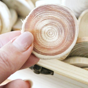 Set of 5 Unfinished wooden slices 35-40 mm 1.4-1.6 inches wooden slice natural eco friendly made of spruce wood image 4