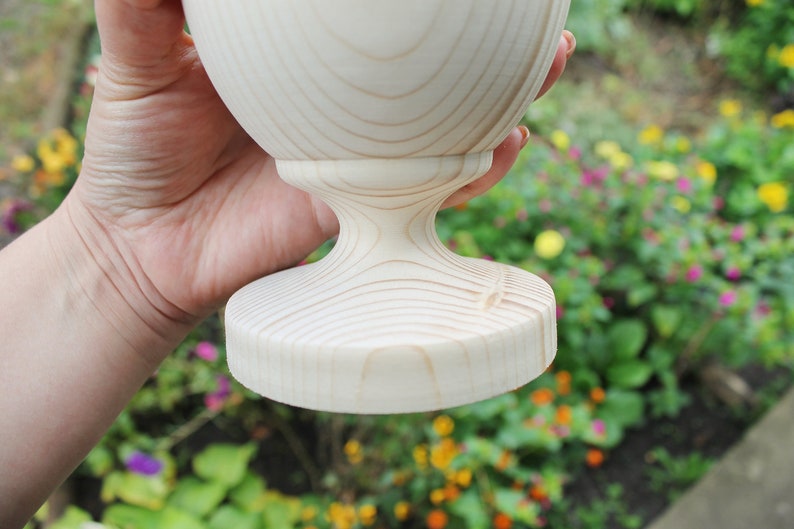 Big Wooden egg 200 mm 7.9 inches unfinished natural eco friendly made of spruce wood image 4
