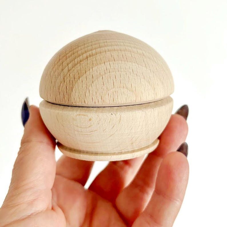 Round wooden beech box 70x50 mm – handmade natural wood storage container – unfinished jewelry box – eco gift box – craft supply image 3
