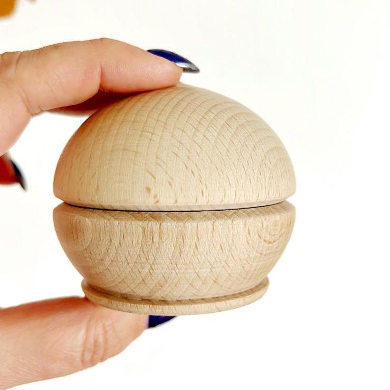 Round wooden beech box 70x50 mm – handmade natural wood storage container – unfinished jewelry box – eco gift box – craft supply image 1