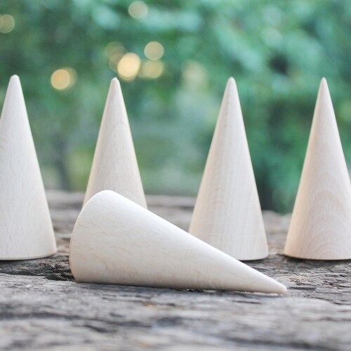 50 Pcs, Solid Wood Cone 2" Base Diameter X 3" Tall
