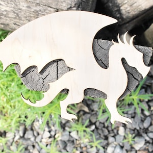 Dragon  Laser Cut - unfinished blank - 7.5 inches - Home Decor - Laser cut wood - plywood