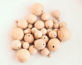 Set of sample round beads 45 pcs - 9 sizes - natural eco friendly
