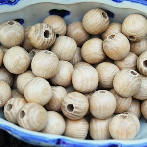 Ash wood beads 15 mm 0.6 inches Natural wooden beads 25 pcs eco friendly ash wood image 4