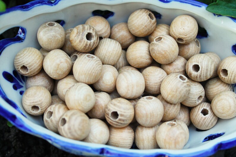Ash wood beads 15 mm 0.6 inches Natural wooden beads 25 pcs eco friendly ash wood image 4