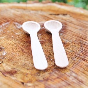 Set of 2 handmade small wooden mini spoons for spices 3 inches natural eco friendly made of beech wood image 3