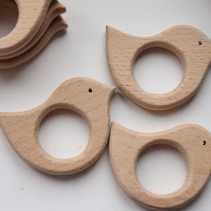Bird-teether, natural, eco-friendly Natural Wooden Toy Teether Handmade wooden teether image 3