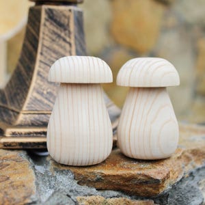 Set of two Wooden mushrooms - 60 mm - 2.4 inches - unfinished wooden handmade mushrooms - made of spruce wood