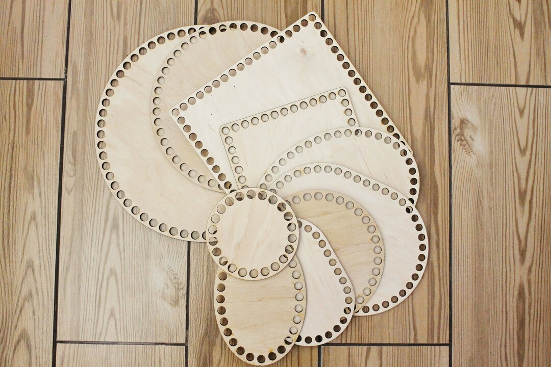 Wooden Bottoms for Knitting Basket Wood Base Laser Cut With Hole Wooden Baskets Circle for