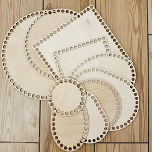 Fondos de madera para cesta de punto - Base de madera cortada con láser con agujero - Cestas de madera Círculo para ganchillo