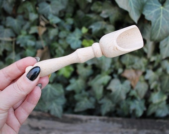 Handmade small wooden scoop for spices - natural eco friendly - made of beech wood