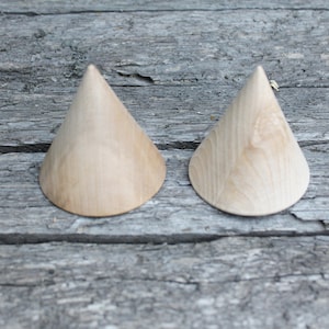 Big Wooden cones 80x75 mm 3 inches eco friendly CONES without holes beech wood image 3