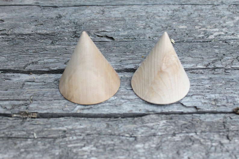 Big Wooden cones 80x75 mm 3 inches eco friendly CONES without holes beech wood image 3