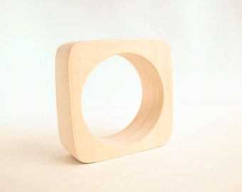 30 mm Wooden bangle unfinished square - natural eco friendly te30