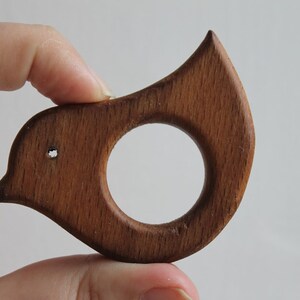 Bird-teether, natural, eco-friendly Natural Wooden Toy Teether Handmade wooden teether image 6