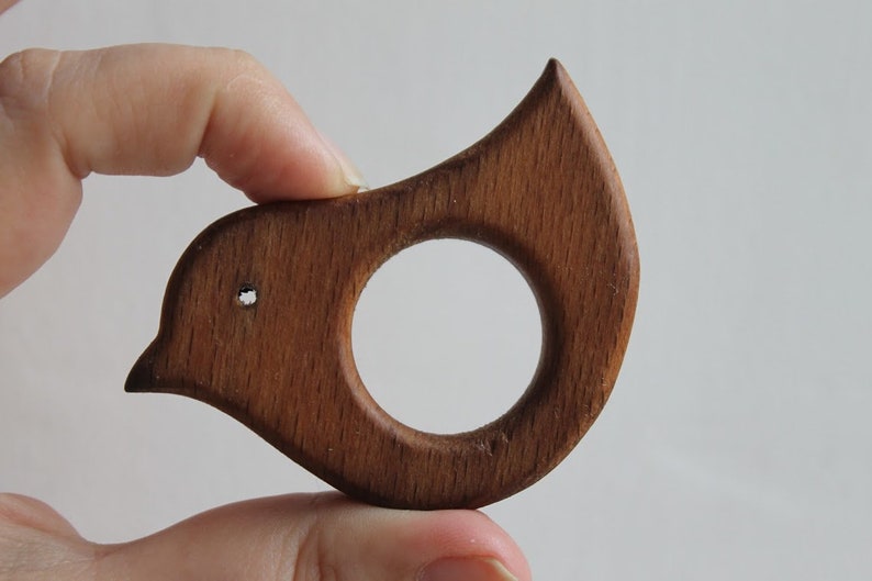 Bird-teether, natural, eco-friendly Natural Wooden Toy Teether Handmade wooden teether image 6