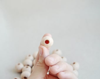 13  mm Wooden beads 25 pcs - big hole 5 mm - natural eco friendly