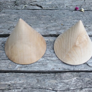 Big Wooden cones 80x75 mm 3 inches eco friendly CONES without holes beech wood image 5