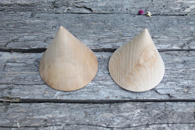 Big Wooden cones 80x75 mm 3 inches eco friendly CONES without holes beech wood image 5
