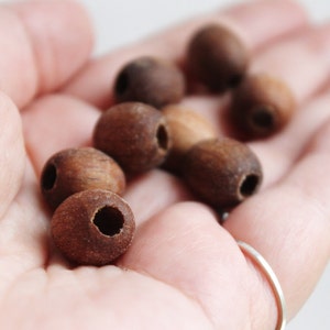13 mm Wooden textured beads 50 pcs with big hole 5 mm natural, ECO-FRIENDLY beads boiled in olive oil image 3