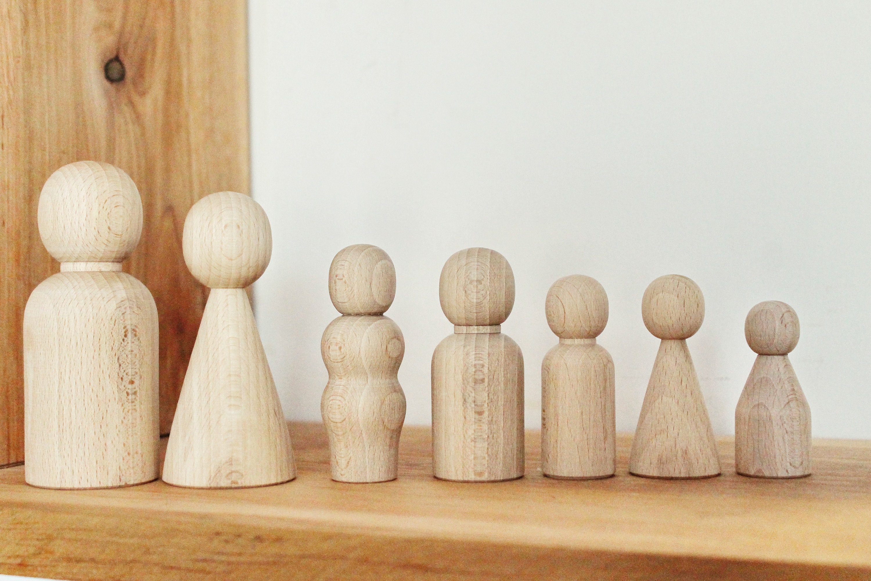 Set of 7 Wooden Dolls - Family - 4.4 - 2.4 Inches - Made of Eco