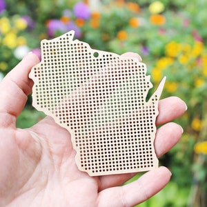 Wisconsin state cross stitch - Laser Cut - unfinished blank - 3.8 inches - Wisconsin  cross stitch blank