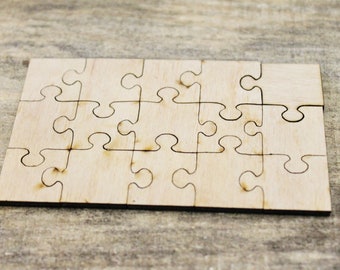 Rectangle-puzzle blank - 4.2 inch - do it yourself puzzle - laser cut puzzle blank - Wooden Puzzle - 15 pieces